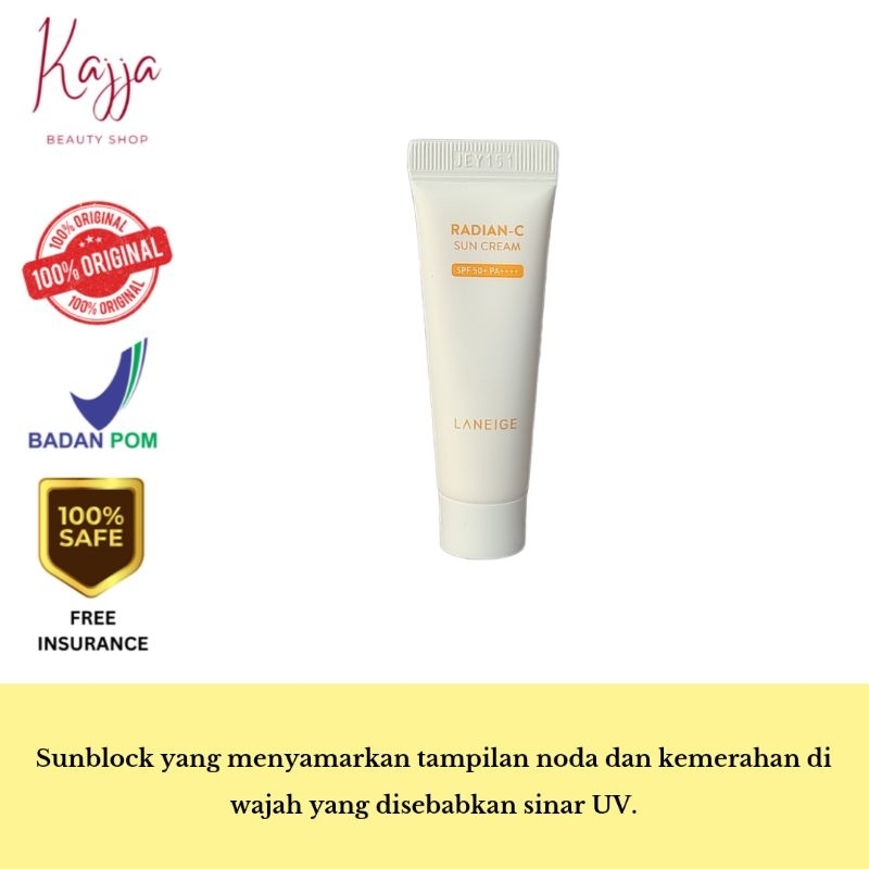 Laneige Radian C Sun Cream 10ml / Laneige Radian C Suncream / Sunblock Wajah / Laneige Waterbank Sun
