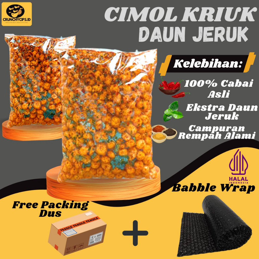 

1KG CIMOL KRIUK PEDAS DAUN JERUK PREMIUM