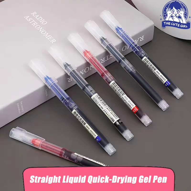 

1 Pcs 0.5mm Black Straight Liquid Quick-Drying Gel Pen Office Signature Pen- Stazionario