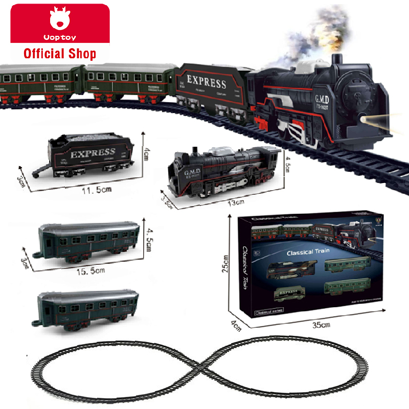 Uoptoy Mainan Anak Kereta Api Classical Train Mainan Kereta Api Hitam Rail King Mainan Anak Kereta A