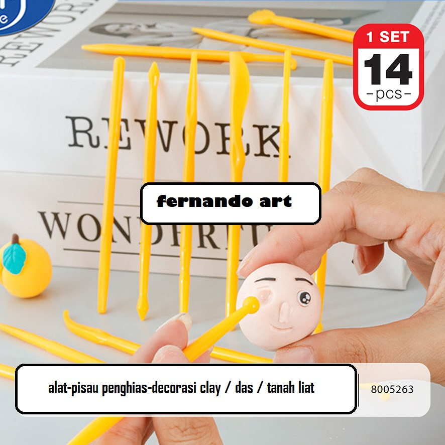 BN - Pisau Clay Plastik 14 Pcs Set / Alat Dekorasi Patung Clay / Das / Tanah Liat / Cake Fondant Mod