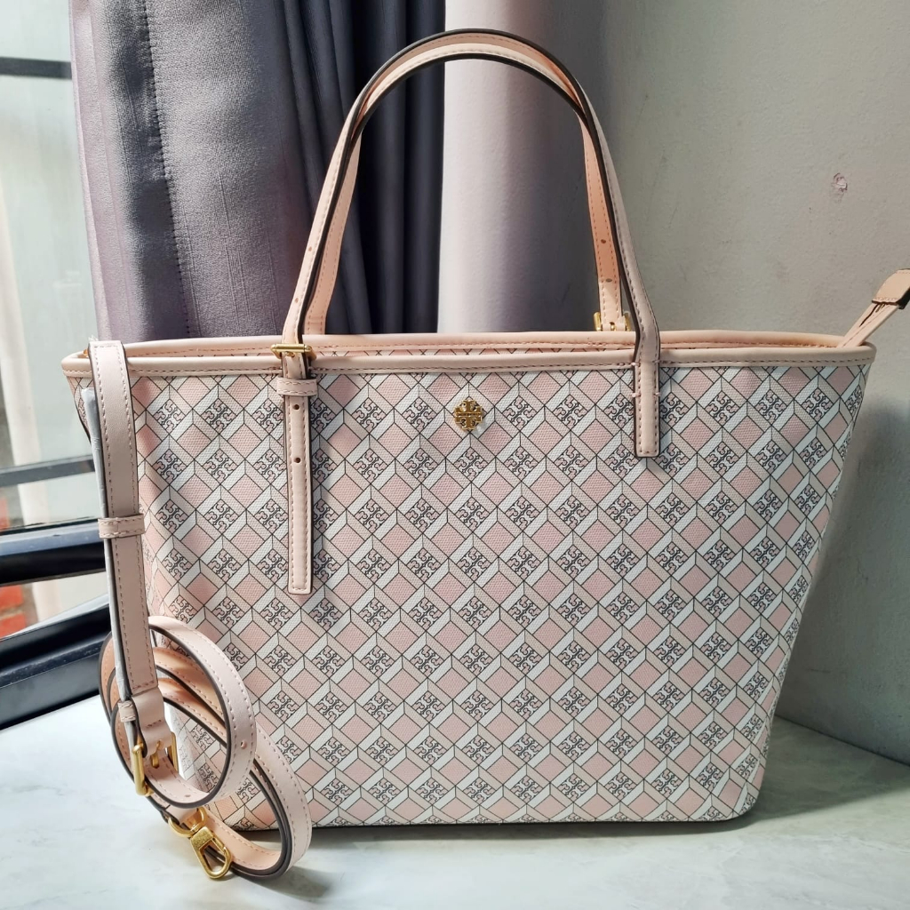 Tas Wanita Branded Tory Burch TB Geo Logo Mini Top Zip Tote 100% Original