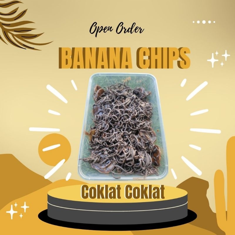 

banana chips varian rasa coklat topping coklat