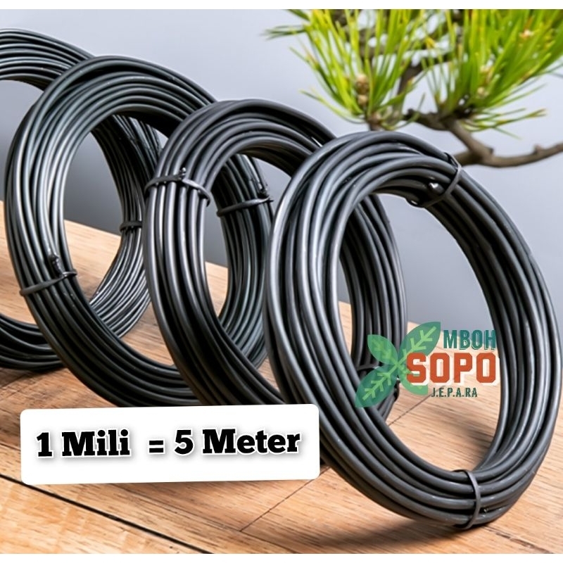 Kawat bonsai hitam eceran,  ukuran 1mm, panjang 5 meter