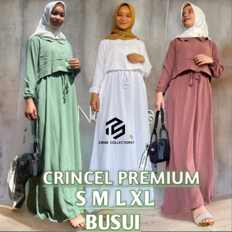 Baju Gamis Wanita Crinkle Dewasa Kekinian Polos