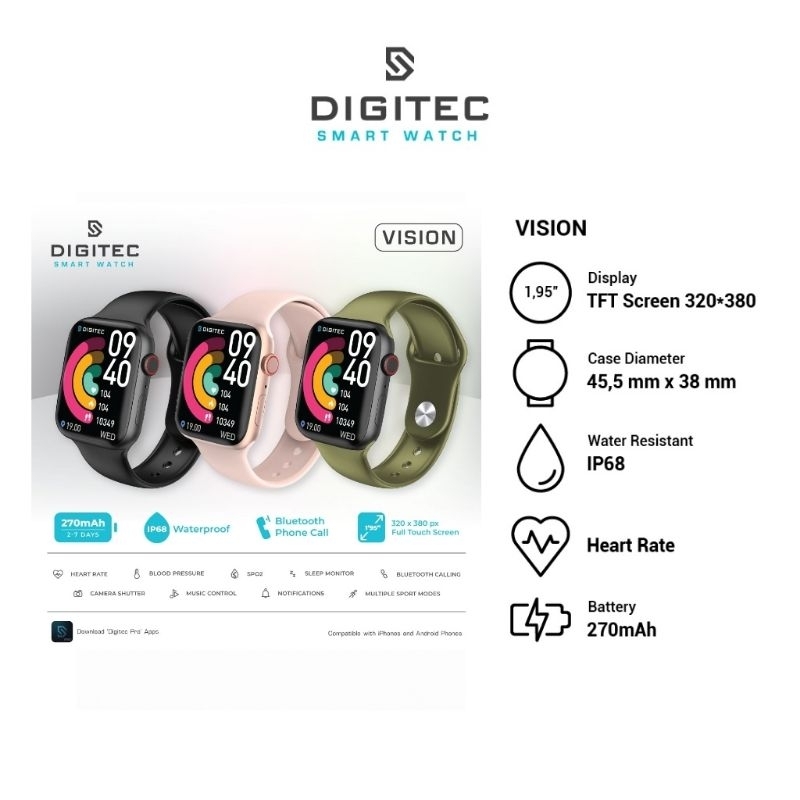 Jam tangan Pria Digitec Vision Smartwatch