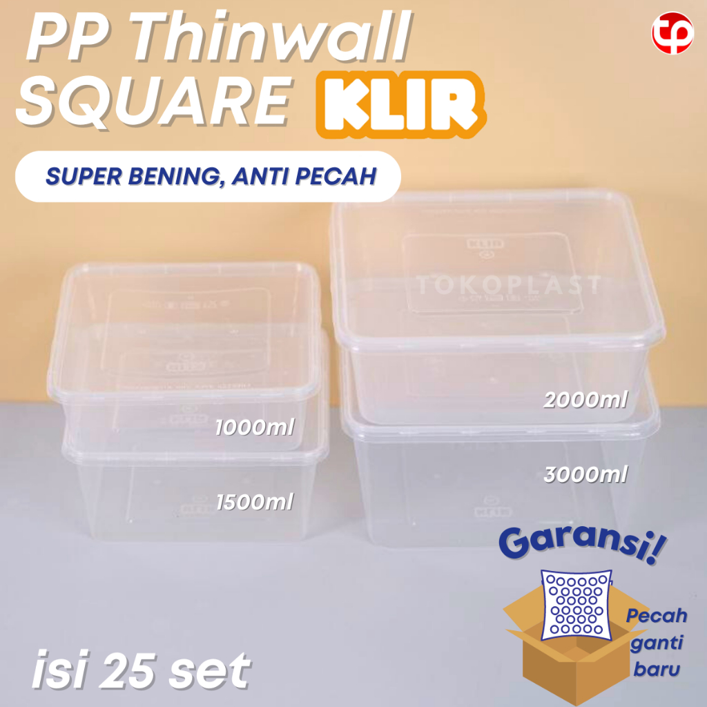 [GROSIR] THINWALL KLIR SQUARE THINWALL KOTAK 1000 1500 2000 3000 ML THINWALL BESAR THINWAL SQUARE