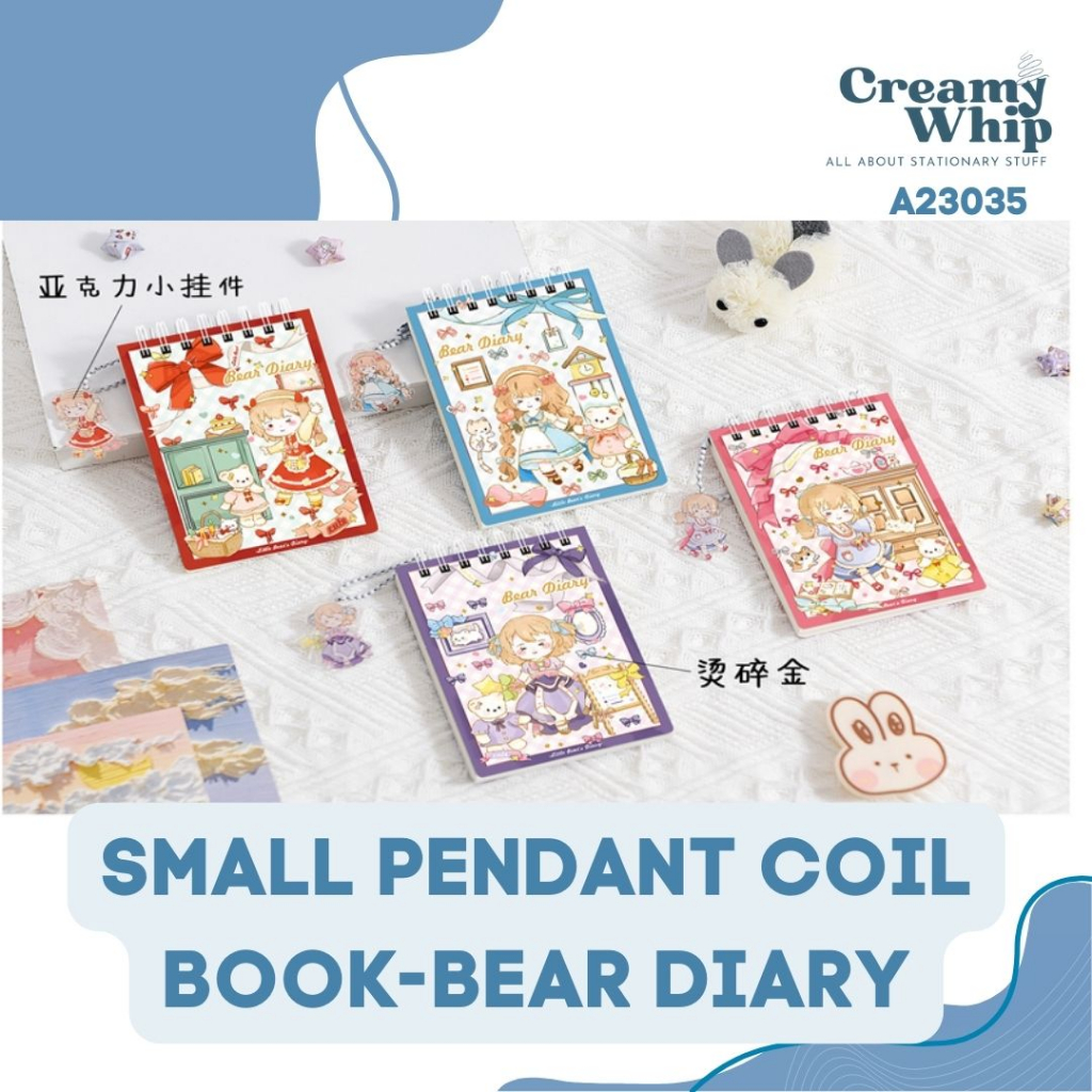 

Cutie Girl and Bear Pendant Coil Book - Buku Catatan Buku Tulis dengan Gantungan Lucu