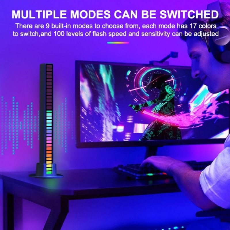 RJ Lampu RGB Musik RGB Bar Strip Audio Indicator Lampu RGB Strip Lampu LED RGB Lampu Audio Spectrum 