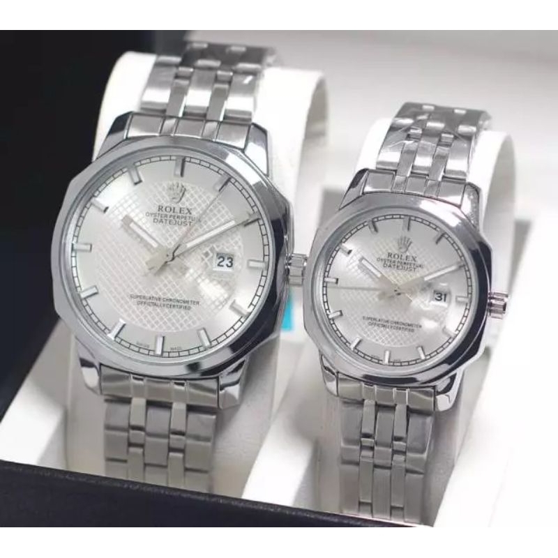 Jam Tangan Couple Rolex G-9110M Tanggal Aktif Strap Rantai Free Box Terlaris