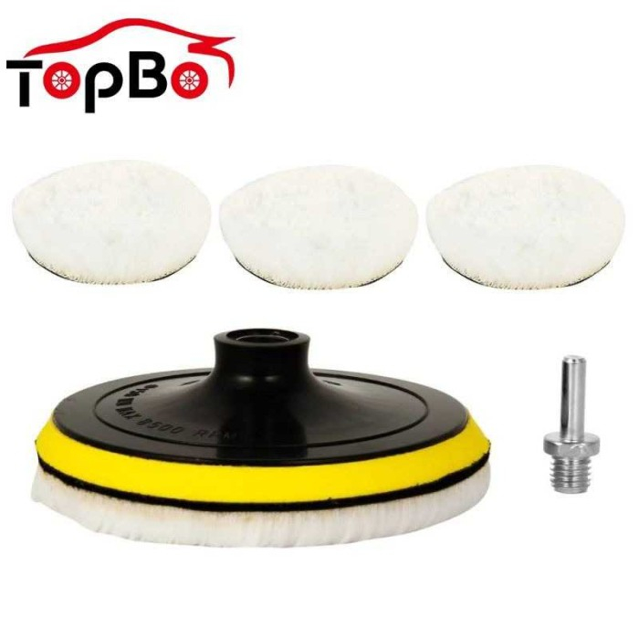 Pad Wol 80mm Woll Busa Spon Poles Body Mobil Polishing Set Car Buffing Polish Polisher Alat Kit Sepo