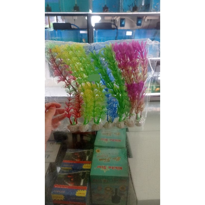 Bunga Kembang Hiasan Plastik Aquarium ukuran 20cm