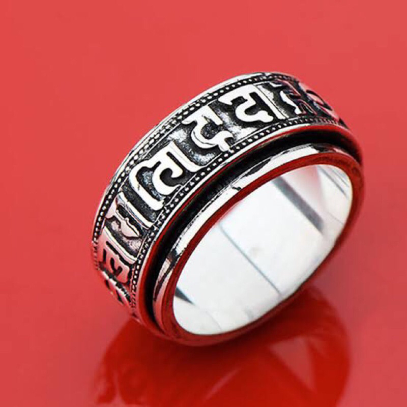 Cincin Tulisan China Bisa Diputar & Non Putar / Cincin Buddha Tibet Pria - Ring Men Keren / Cincin F