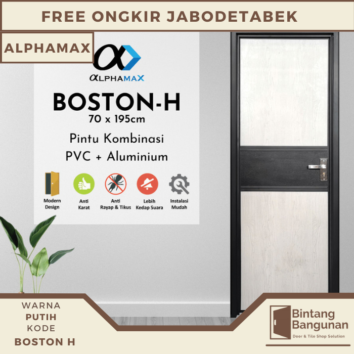 Pintu Kamar Mandi & Gudang | ALPHAMAX Boston H Pvc Alumunium TEBAL