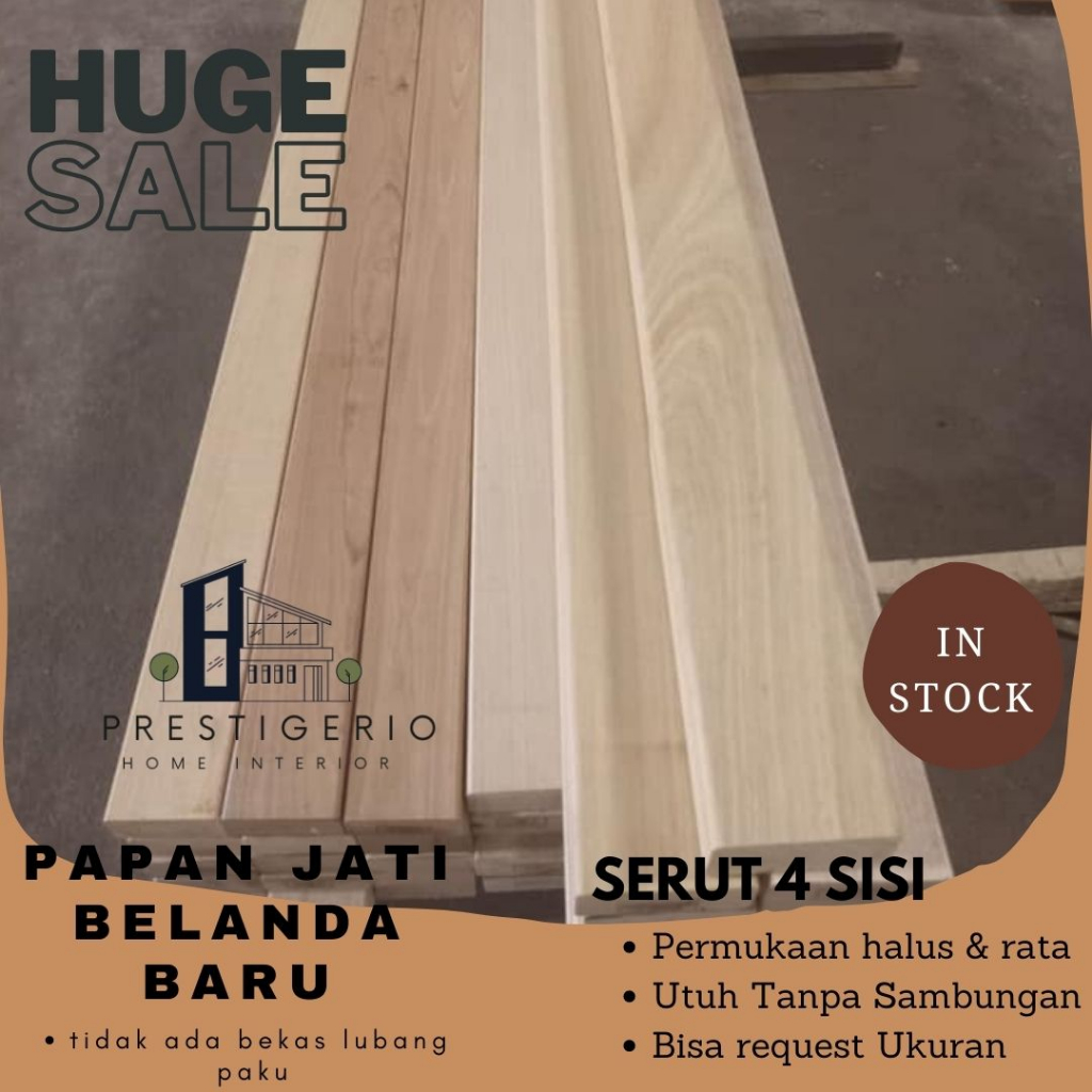 PAPAN KAYU JATI BELANDA 2CM X 10CM X 2 METER