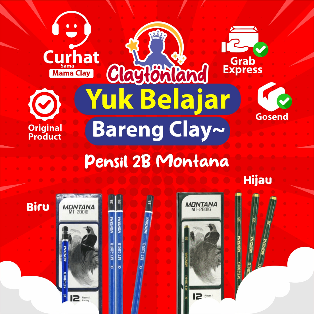 

PENSIL MURAH / PENSIL 2B UJIA MONTANA BIRU HIJAU FOR COMPUTER 1 PACK ISI 12 PCS