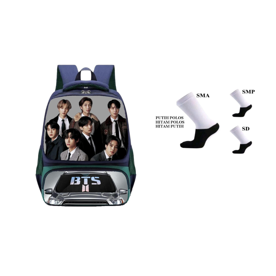 tas sekolah anak laki laki dan perempuan tk sd kelas 1-4 free kaos kaki