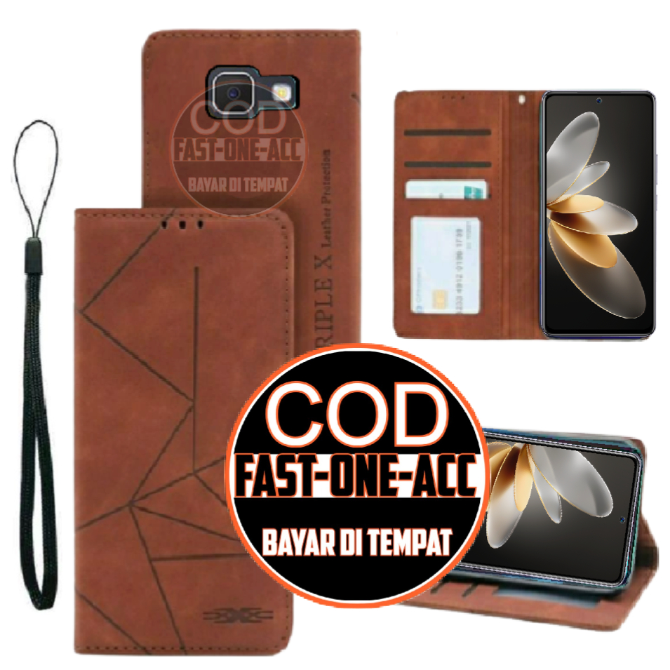 CASE HP SAMSUNG J7 PRIME - CASING DOMPET MOTIF -FLIP LEATHER-SARUNG HP