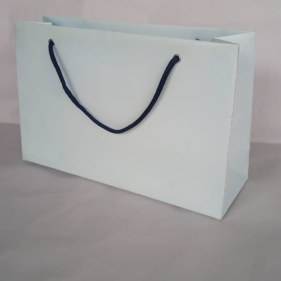 

Paper Bag Premium Ukuran 28x9x18 Warna Biru Polos Tebal Kuat | Tas Kertas Palembang