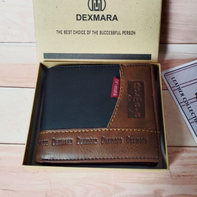 Dexmara Dompet Laki motif variasi  Cod Dompet Kulit Sambung asli