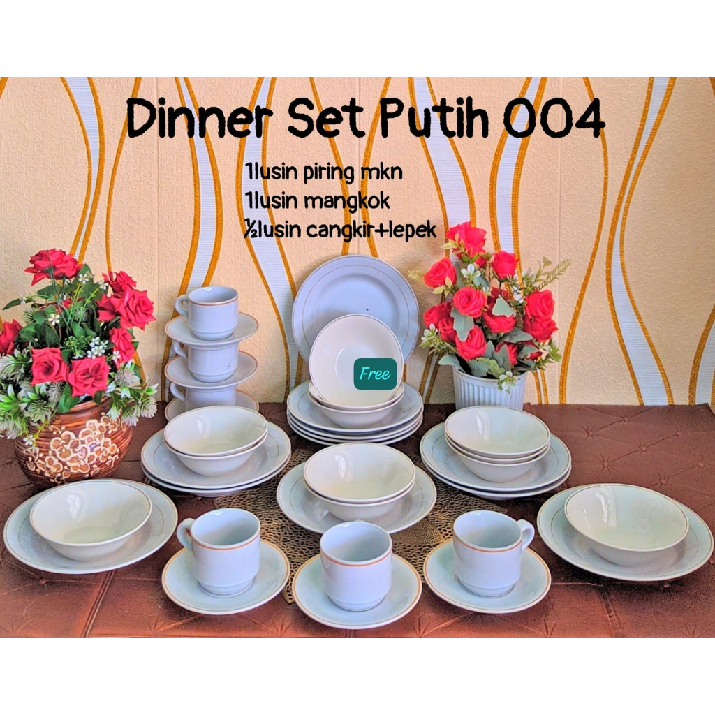 [instant LANGSUNG kirim ]dinner set lismas putih/Paketan piring mangkok putih /1 set piring putih fr