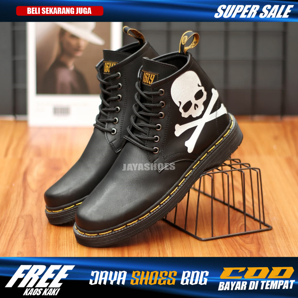 SKULL Sepatu Docmart Pria Tinggi Original Kerja Casual