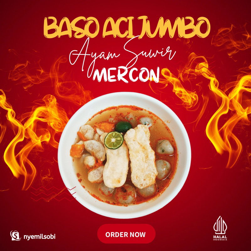 

Baso aci jumbo ayam suwir mercon