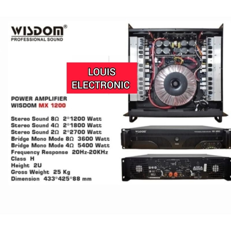 Power Amplifier WISDOM MX1200 MX-1200 MX 1200 2 Channel Class H ORIGINAL
