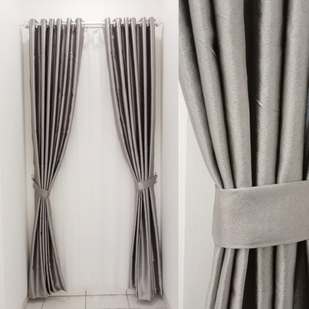 gorden blacout polos glossy 12 smokring/6gelembung hordeng jendela korden pintu gorden ring 5 varian