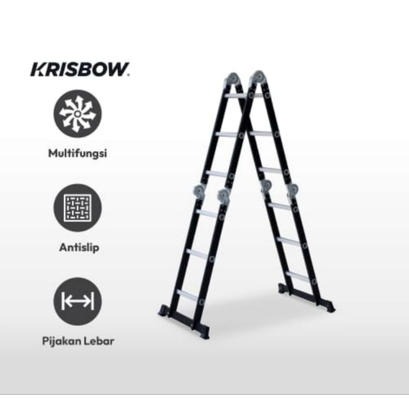 Krisbow 3 Meter Tangga Lipat Aluminium Multifungsi 4x3 Step