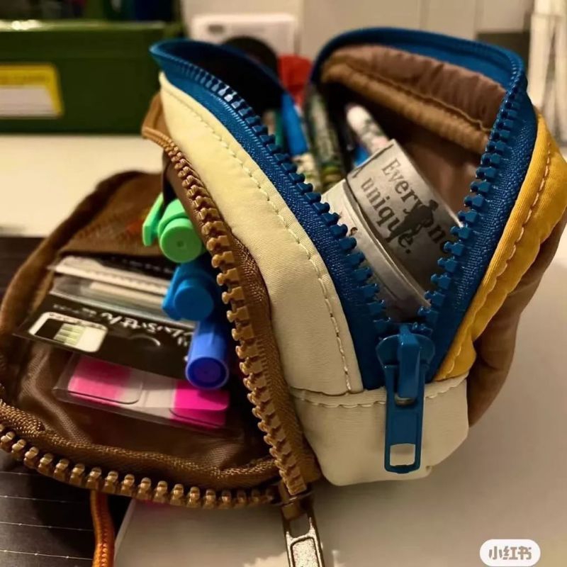 

kotak pensil kanvas jahitan tempat penyimpanan alat tulis lucu multifungsi kotak pensil siswa