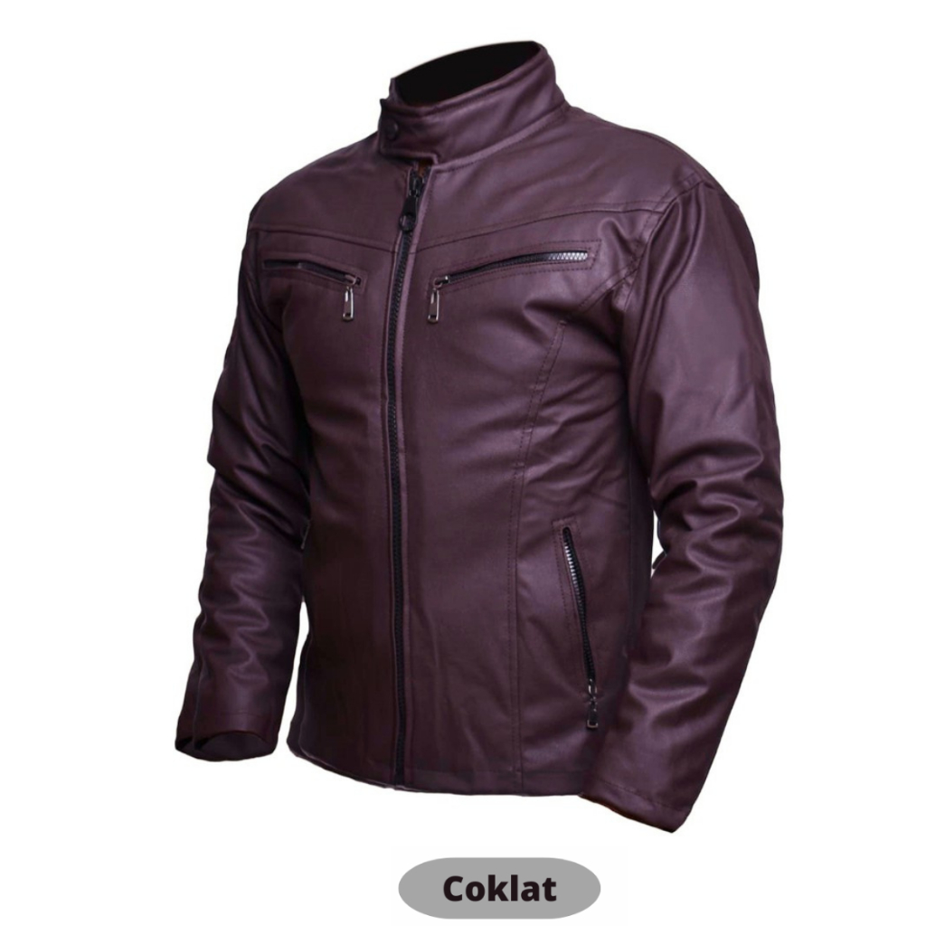 New Jaket Kulit Polos Pria Bikers Bkr006 Jaket Touring Jaket Semi Kulit Distro Bankers Bandung Jaket