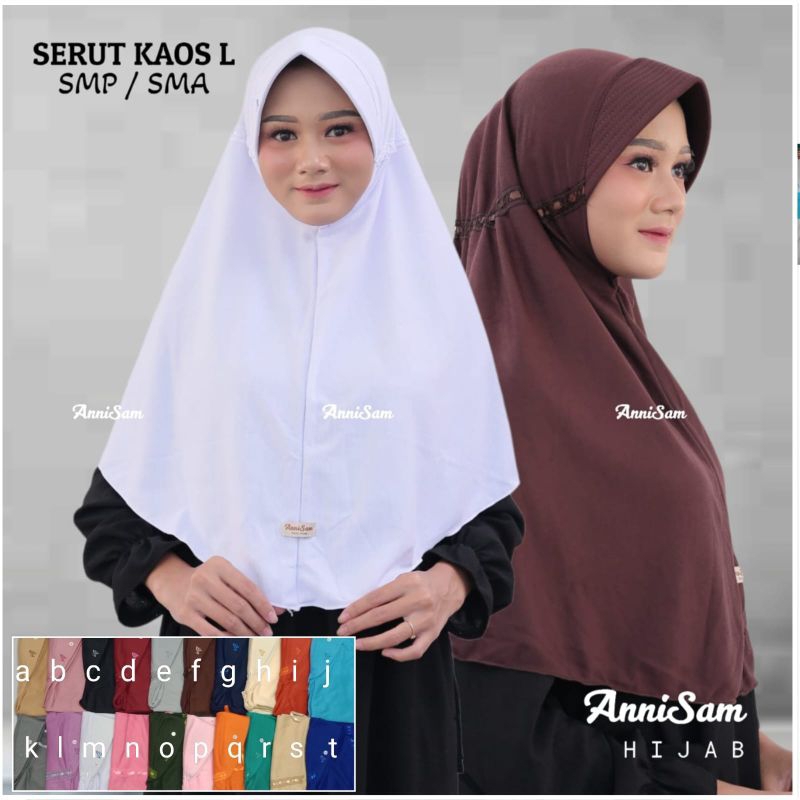 ANNISAM ~RABANNI KW UKURAN SUPER L/RABBANI SMP SMA / jilbab sekolah / JILBAB serut KAOS by Annisam