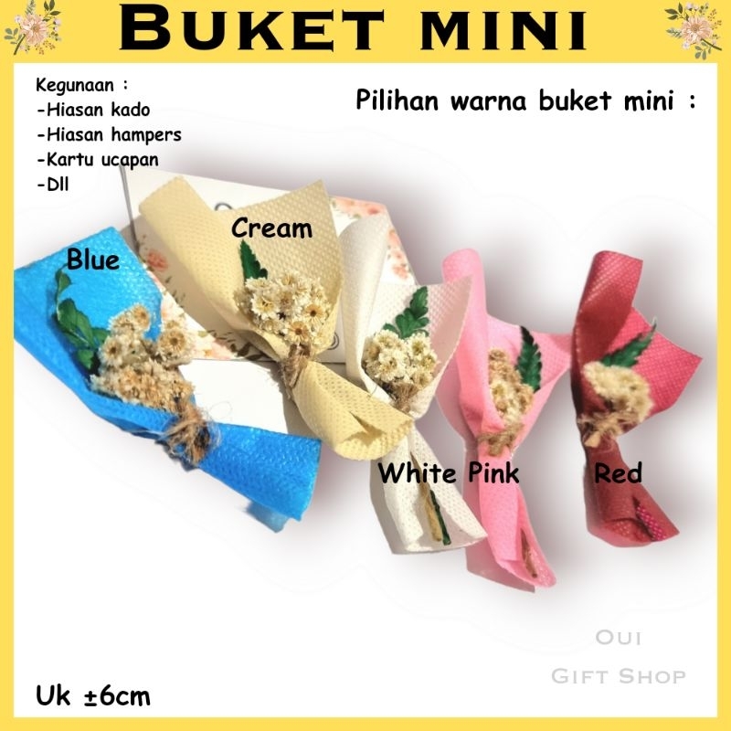 BUKET MINI / BOUQUET MINI / HIASAN KADO HADIAH DEKORASI KARTU UCAPAN / BUNGA KECIL MINI BUCKET