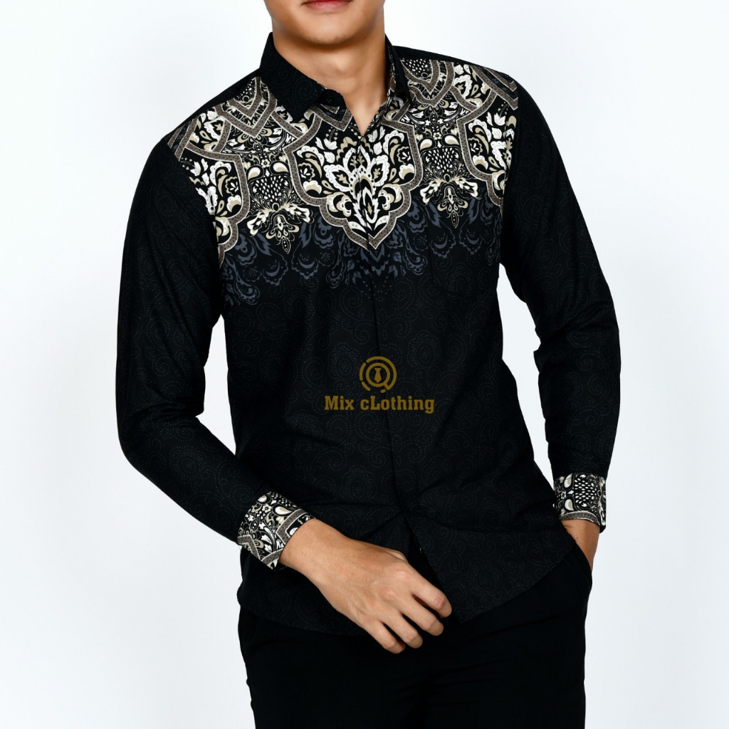 Baju Batik Pria Slimfit Kemeja Lengan Panjang Slim Premium Kode 2166