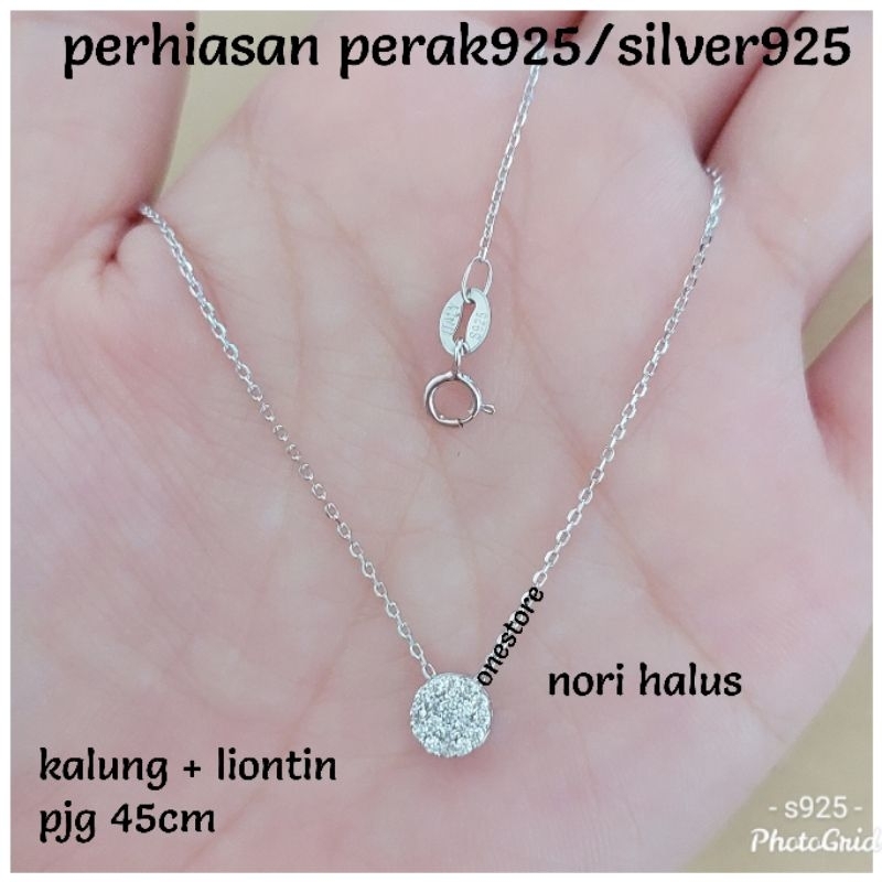 Onestore_silver _ Kalung liontin koin perak 925 lapis mas putih
