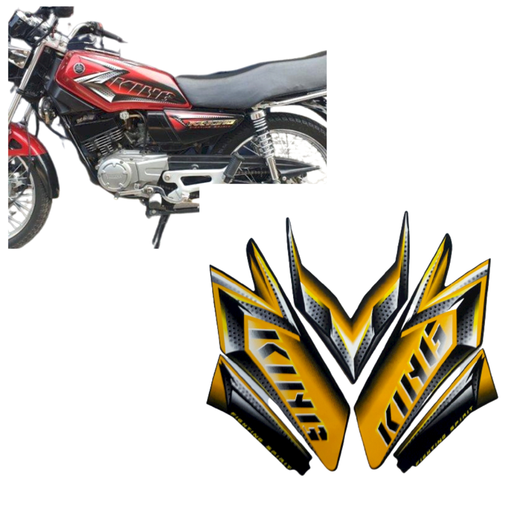 STIKER STRIPING LIS LES BODY MOTOR RX KING 2008 HITAM KUNING STANDAR