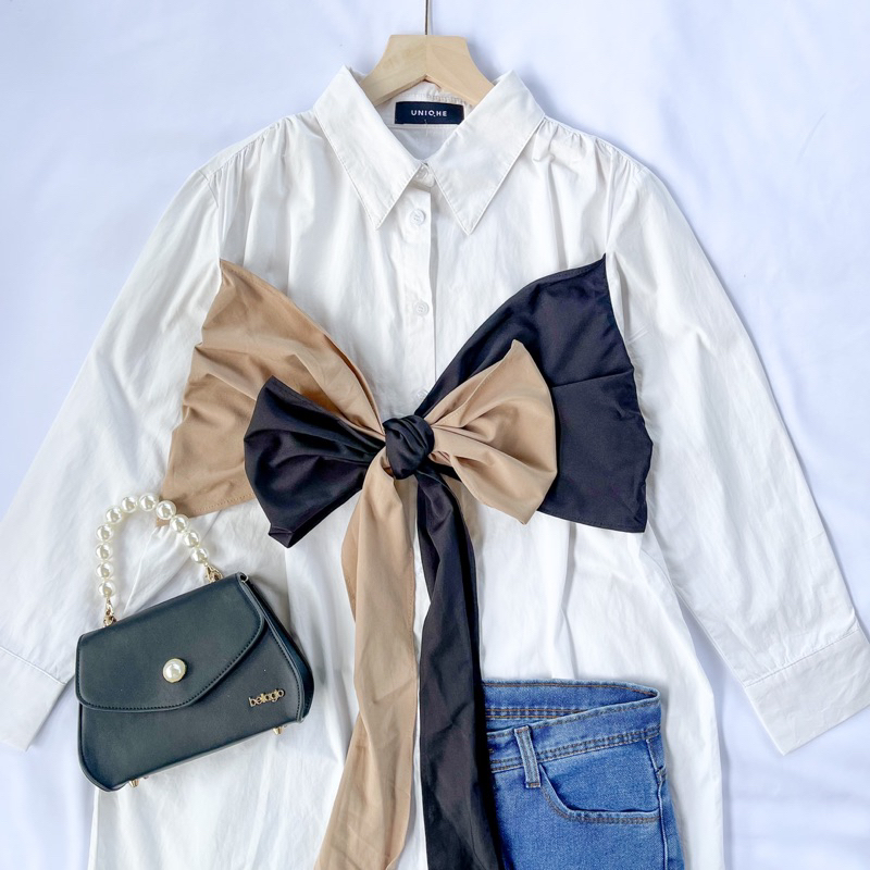 Kemeja Tunik Tali Besar Depan | Kemeja Tunik Tali Lilit | Kemeja Tunik Uniq