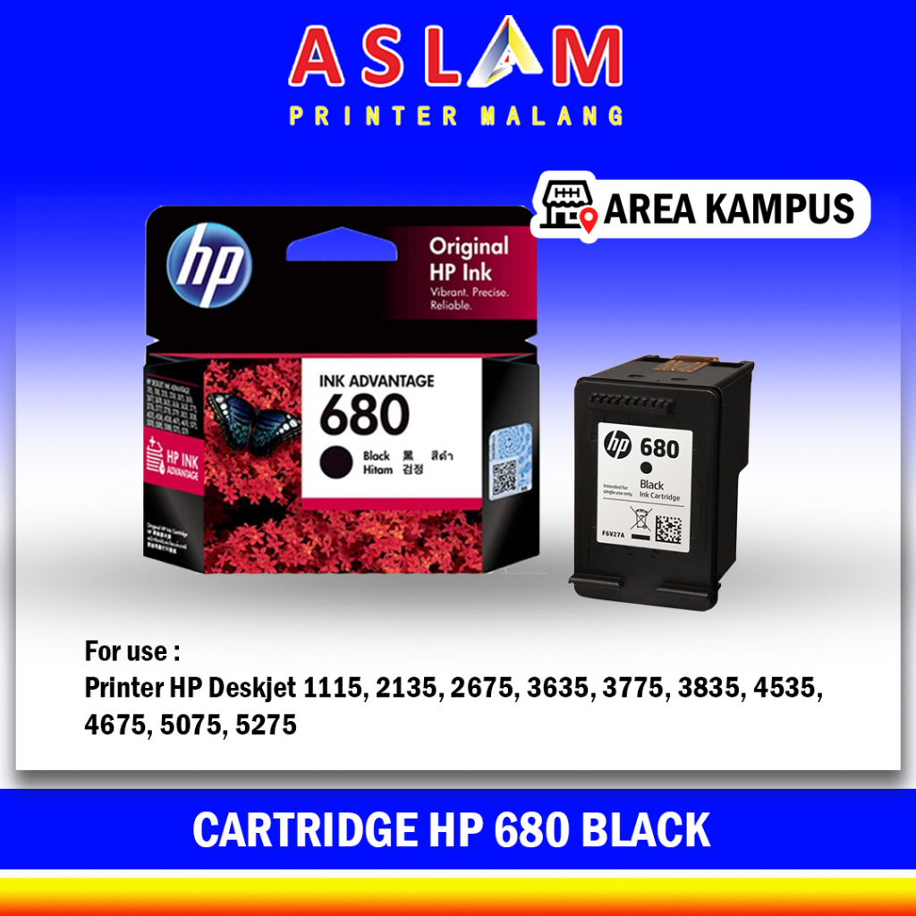 Cartridge HP 680 Black Cartridge (Hitam) || Cartridge HP 680 F6V27AA Original