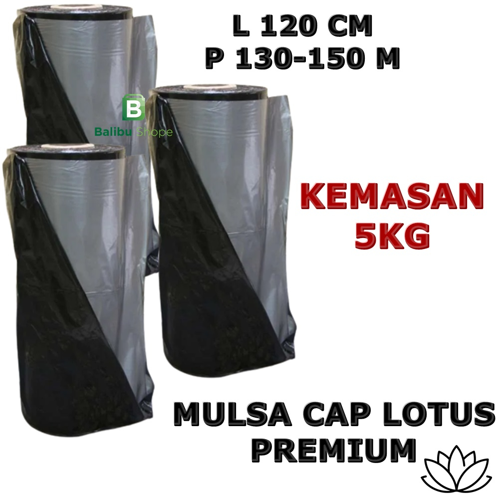 PLASTIK MULSA HITAM PERAK LOTUS 120 Cm x 150 cm 5 KG