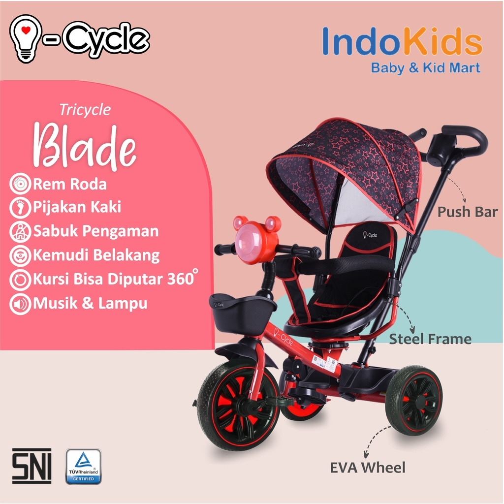 Stroller Anak i-Cycle (Blade) TC-1909 - MERAH | Sepeda Anak