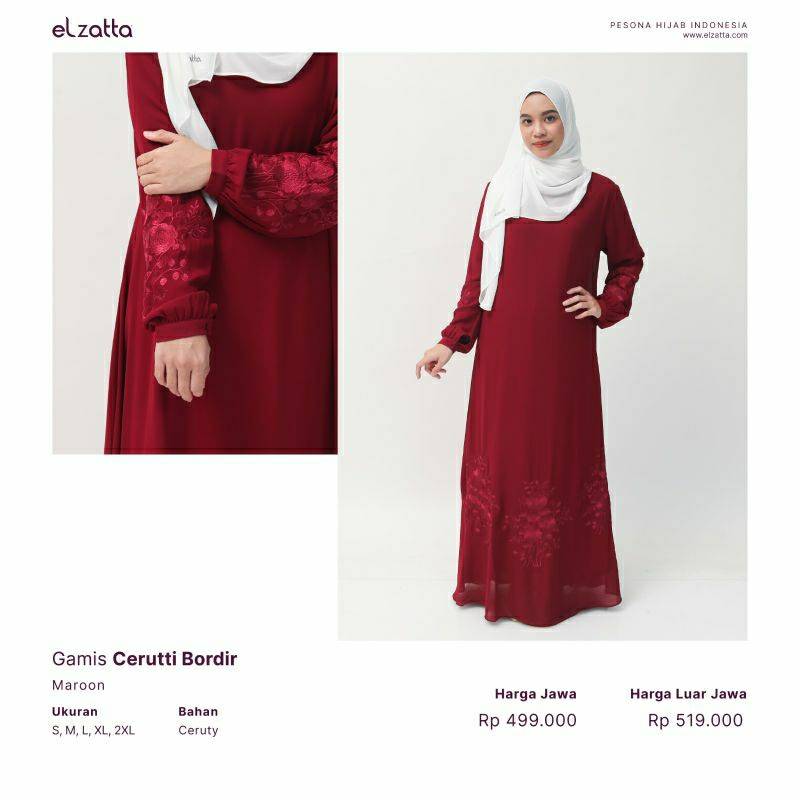 Gamis Terbaru Lebaran Elzatta Gamis Cerutti Bordir