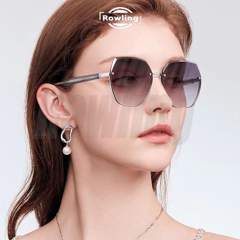 Rowling(ka-384) Terbaru Sunglasses Kacamata Hitam Wanita Titanium Kotak Fashion Anti Silau Kacamata 