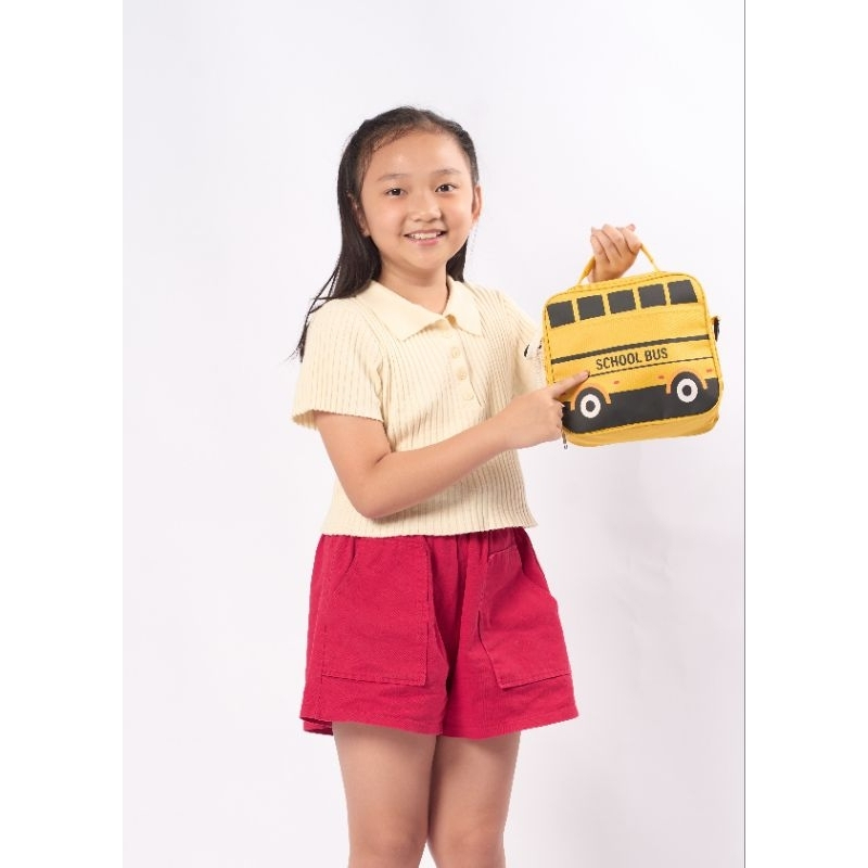 KOTAK MAKAN SET/KOTAK BEKAL SET/LUNCHBOX BESERTA TAS MODEL BUS SEKOLAH PREMIUM/TAS BEKAL MODEL