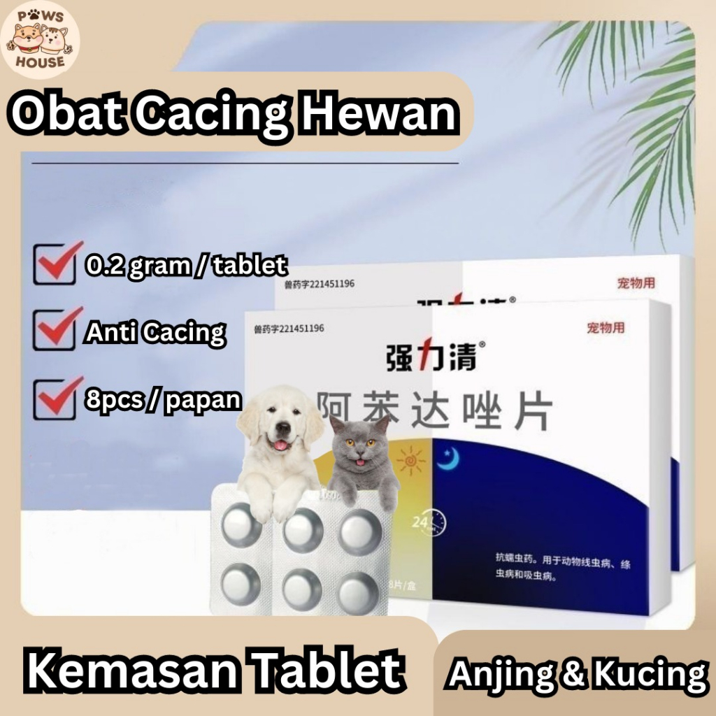 Obat Cacing Anjing Kucing Albendazole Bentuk Tablet 16G
