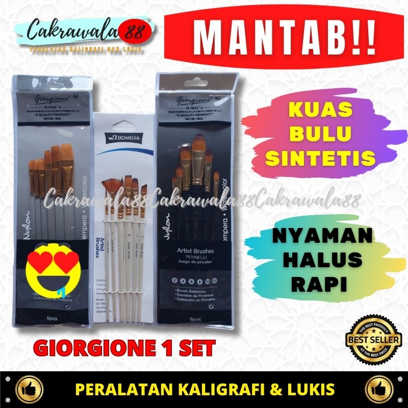 

Kuas Giorgione Flat 1set/Kuas Lukis/Kuas Kaligrafi/Kuas Cat Air