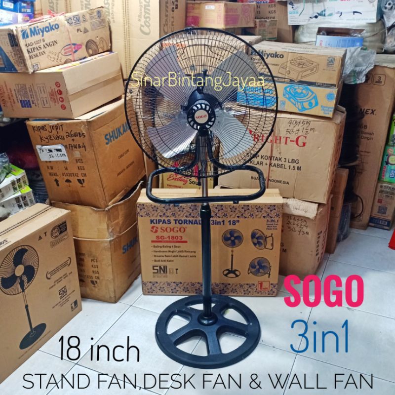 SOGO KIPAS ANGIN BERDIRI + MEJA + DINDING 3in1  SG-1803 18inch