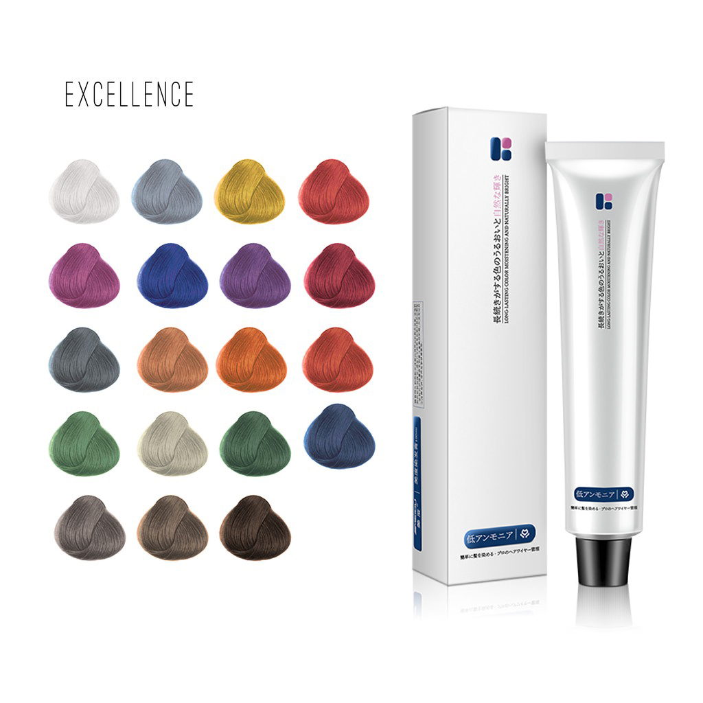 EXCELLENCE  hair color cream cat pewarna rambut import blue biru navy abu ash gray brown pastel