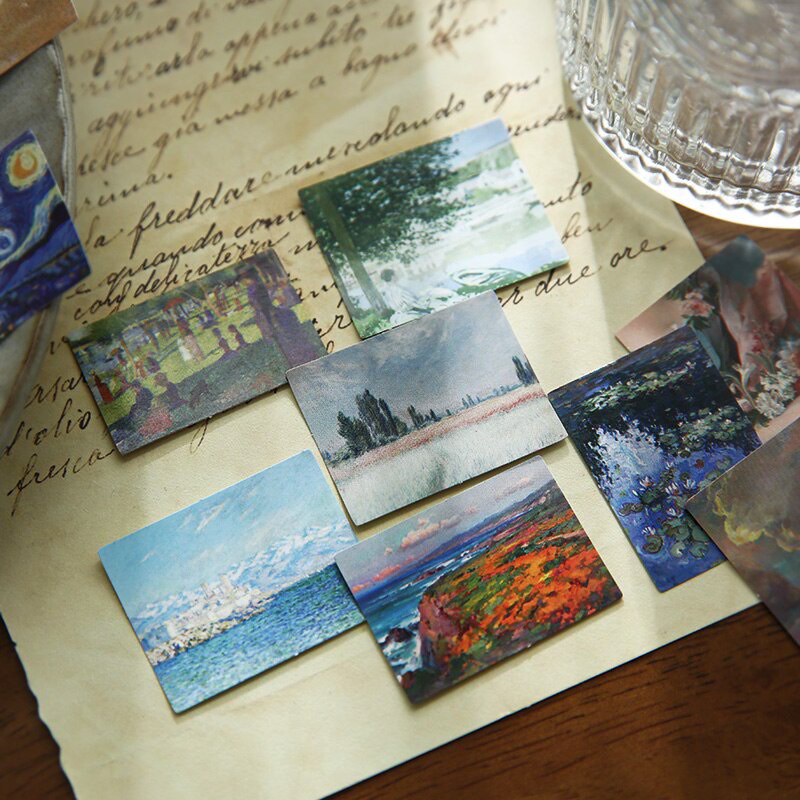 

10pcs sharing sticker kertas LUKISAN VINCENT VAN GOGH MONET canvas deco bujo junk journal Scrapbook Jurnal Diary Jurnal paper