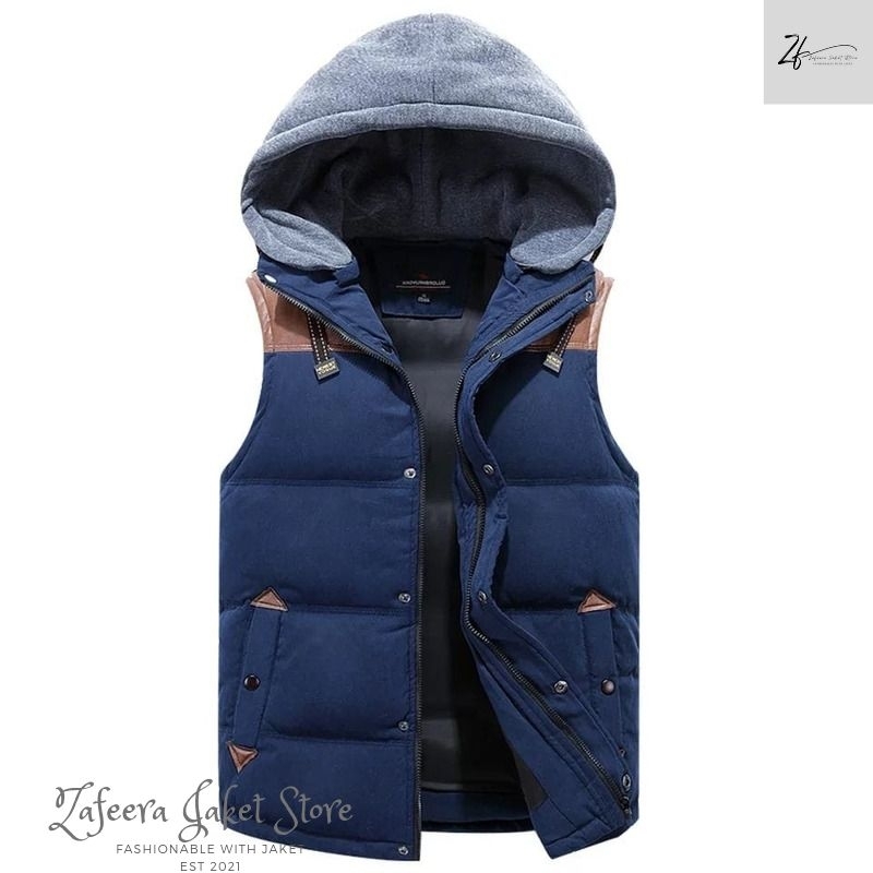 Zafeera Jaket Store - Vest Hizly Poli Casual Pria/Rompi Two color Vest Kulit Tebal/Puffer Gelembung 